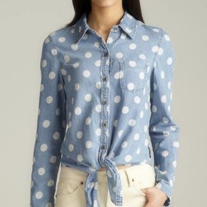 💎Seven7 Polka Dot Denim Button up Shirt💎